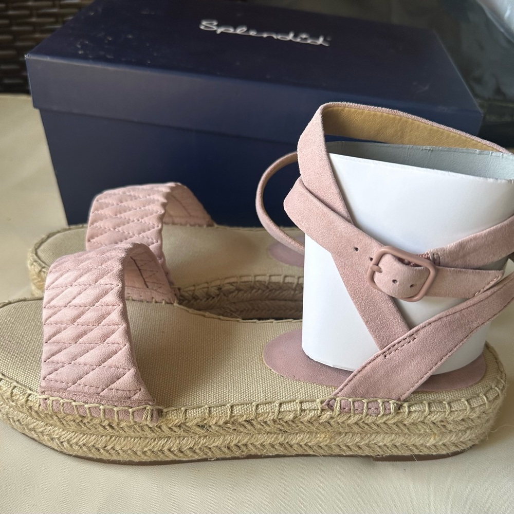 New Splendid Women's Pink/Rose Suede Seward Espadrille Sandals, Size 9, LL1620